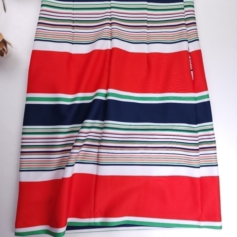 New Julia Jordan Red Navy, Green White Striped Dress Sz 4 - Picture 9 of 11